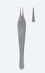 Пінцети, хірургічні, "Micro-Adson", дисекційні, делікатні, прямі, кінчик 1,2 мм, загальна довжина 120 мм, 4 3/4. Бренд - Asanus Medizintechnik Gmb, Німеччина